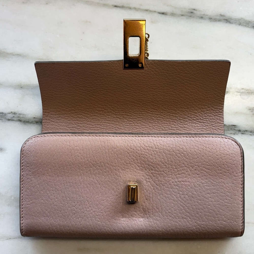 Chloe Drew Leather Long Wallet in Pink, Gold Hardware - Picture 4 of 14